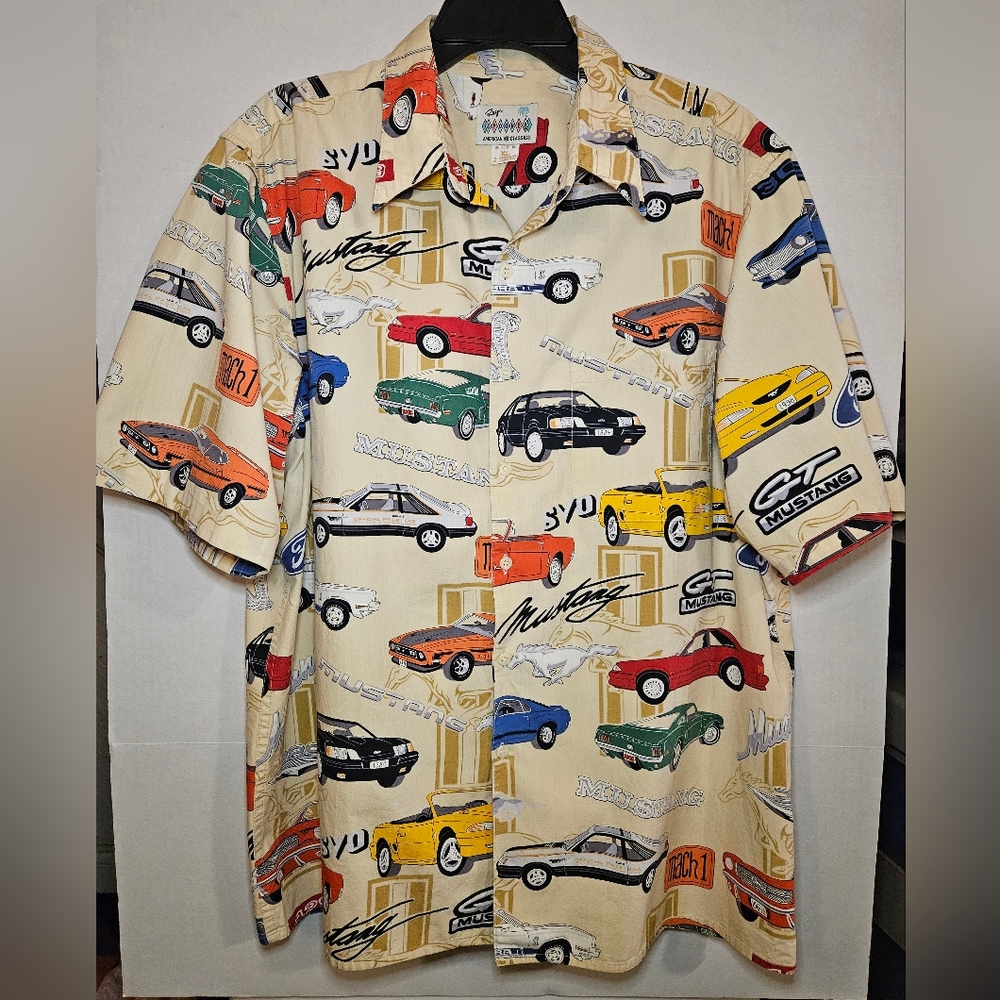 Reyn Spooner Vintage Aloha Ford Mustang button-down shirt.
